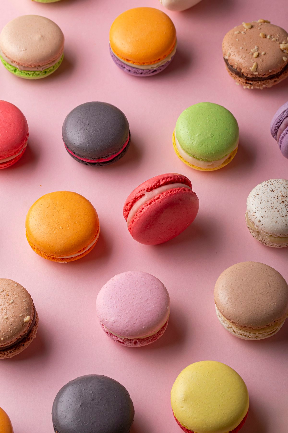 Stack of colorful vegan macarons